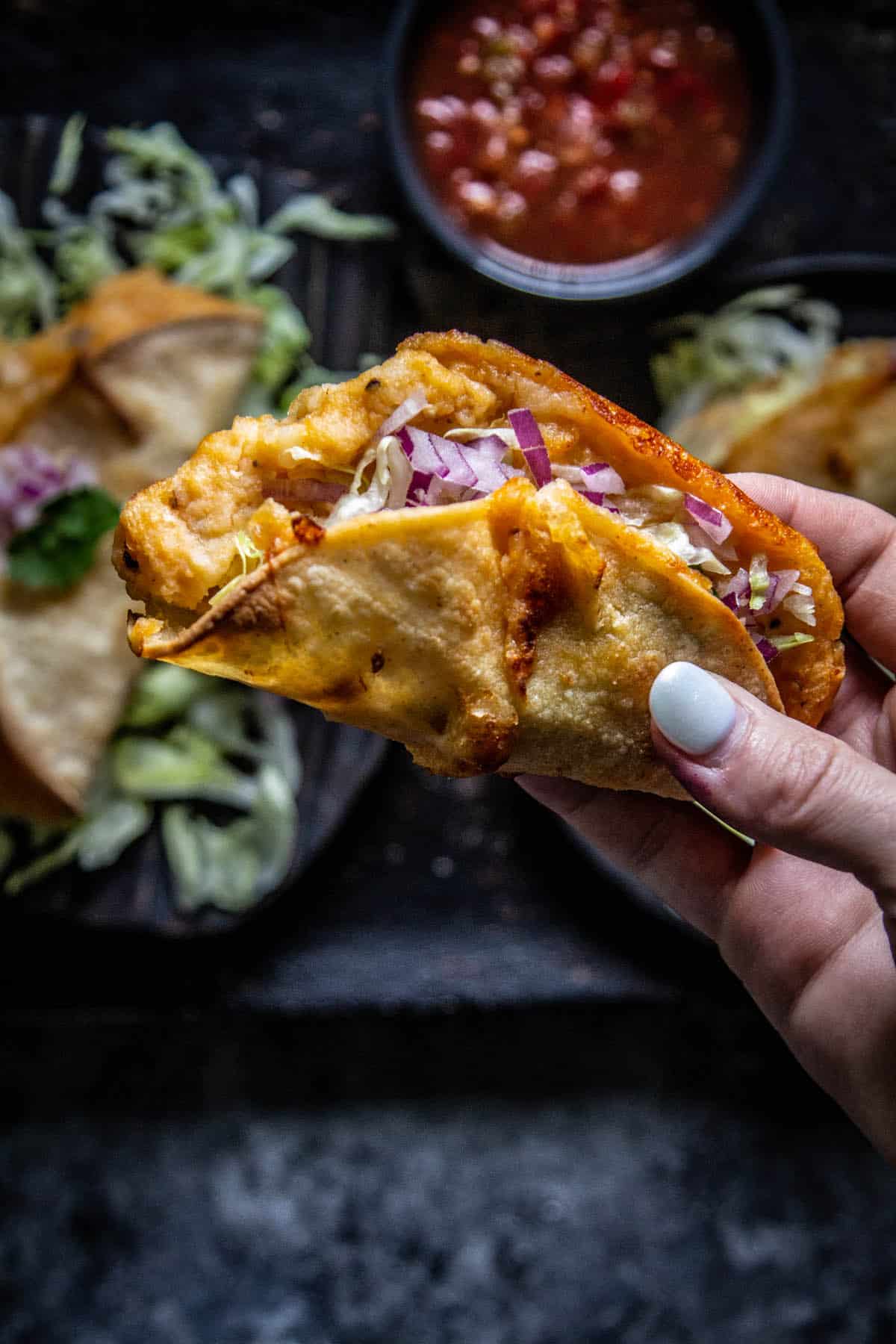 air-fryer-tacos-leftover-mashed-potato-holding-taco