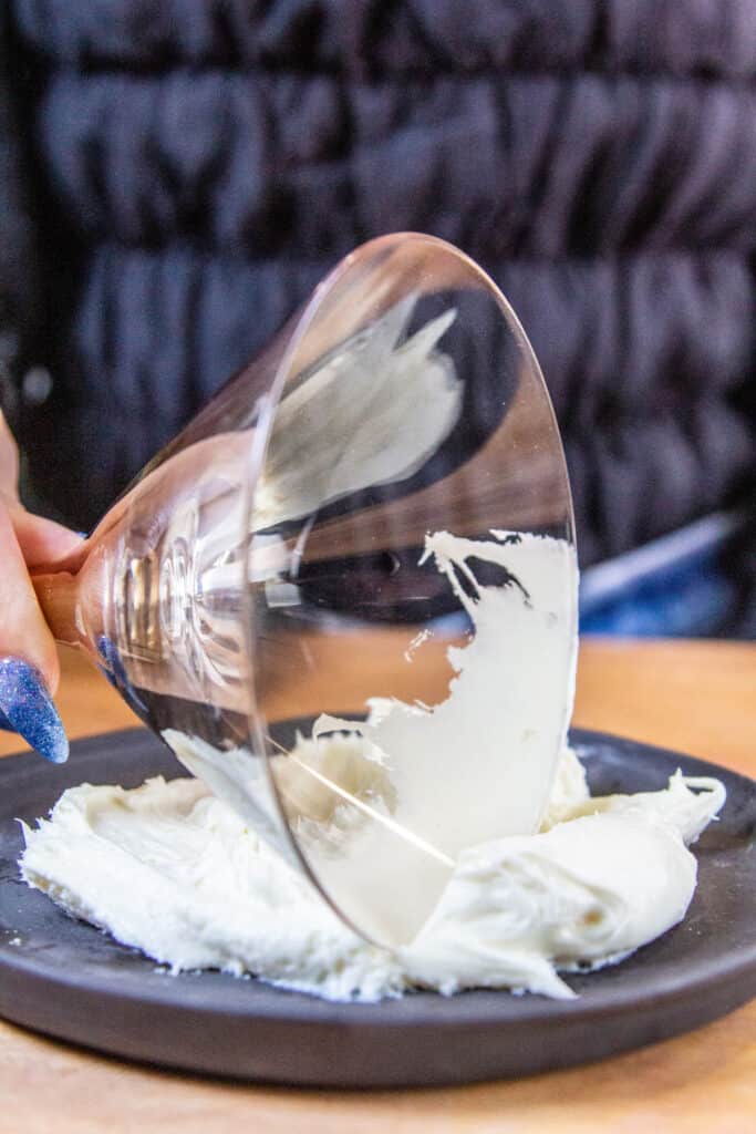 Rimming Martini glass with icing