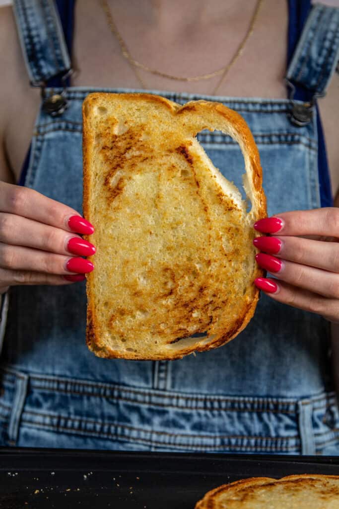 hand holding toast